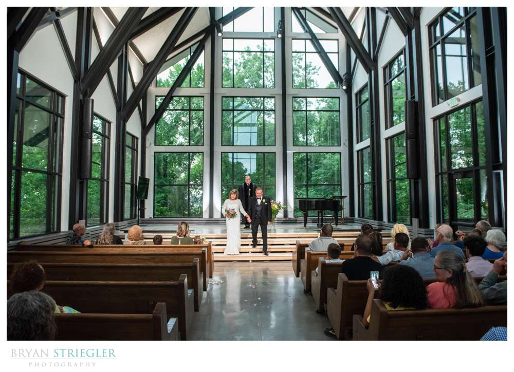 wedding inside of the CLC glass chapel